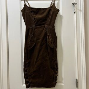 Elegant Brown Corduroy Dress